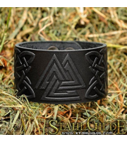  Leather Bracelet Cuff Wristband Valknut Celtic Knotwork  Vikings Nordic Talisman Amulet  Carving Leather 